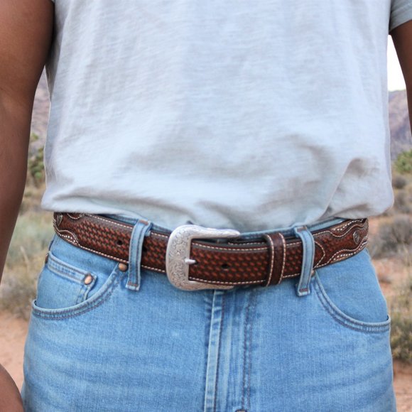 Ariat Men's Brown Western Belt - The El Paso - Picture 3 of 4
